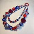 Velvet Heart Phone Charm | Red Blue Beaded Strap | Glam Bag Charm