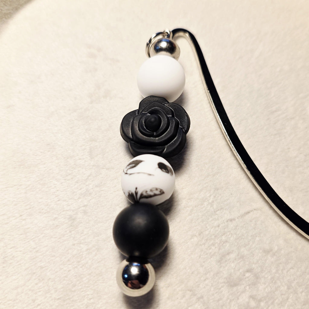 Black & White Rose Bookmark | Minimalist Floral Bookmark | Handmade for Readers