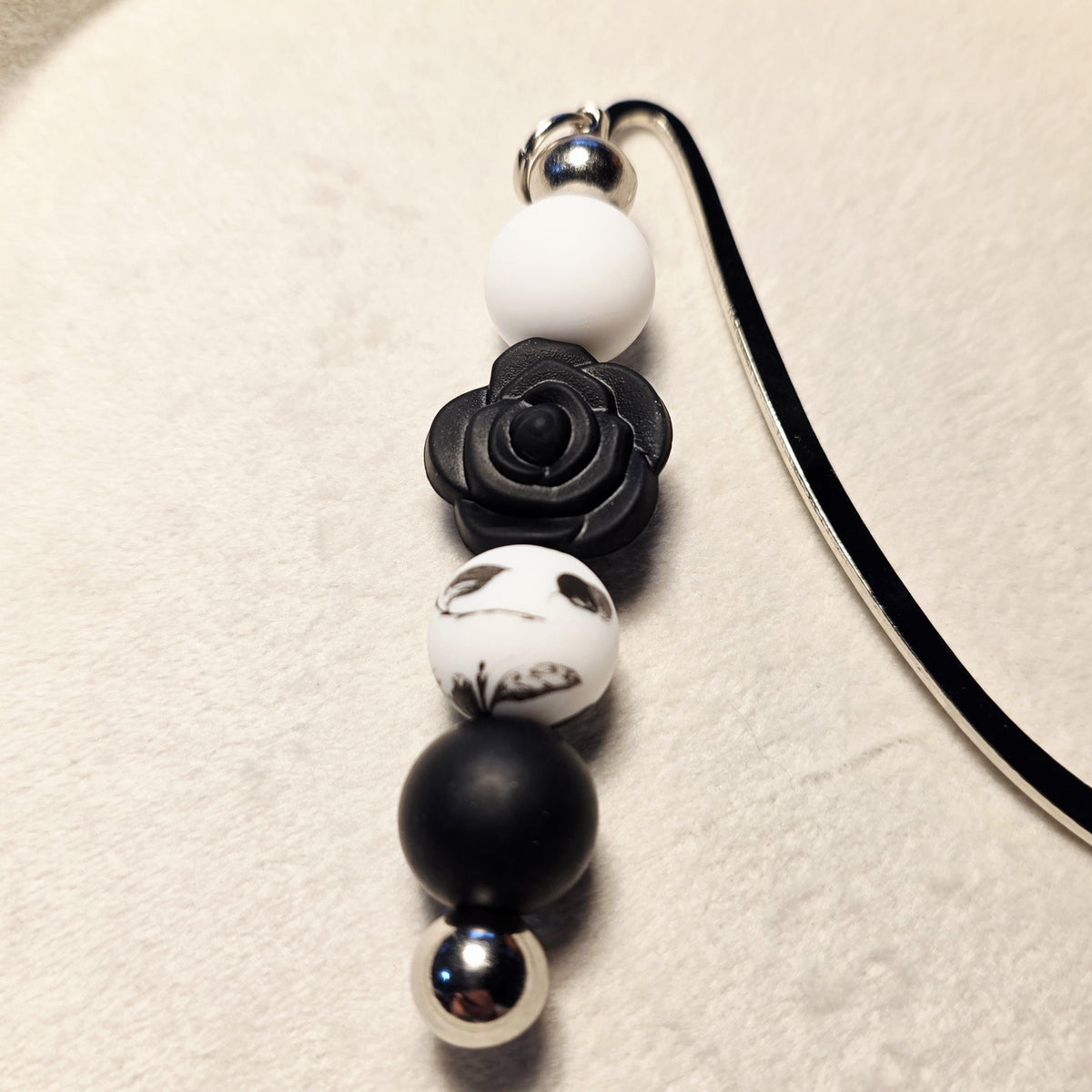 Black & White Rose Bookmark | Minimalist Floral Bookmark | Handmade for Readers