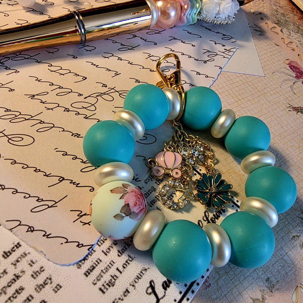 Kate Garden Bag Charm | Turquoise Pearl Mini Keychain | Regency Inspired Charm | Bridgerton Inspired Accessory | Romantic Gift