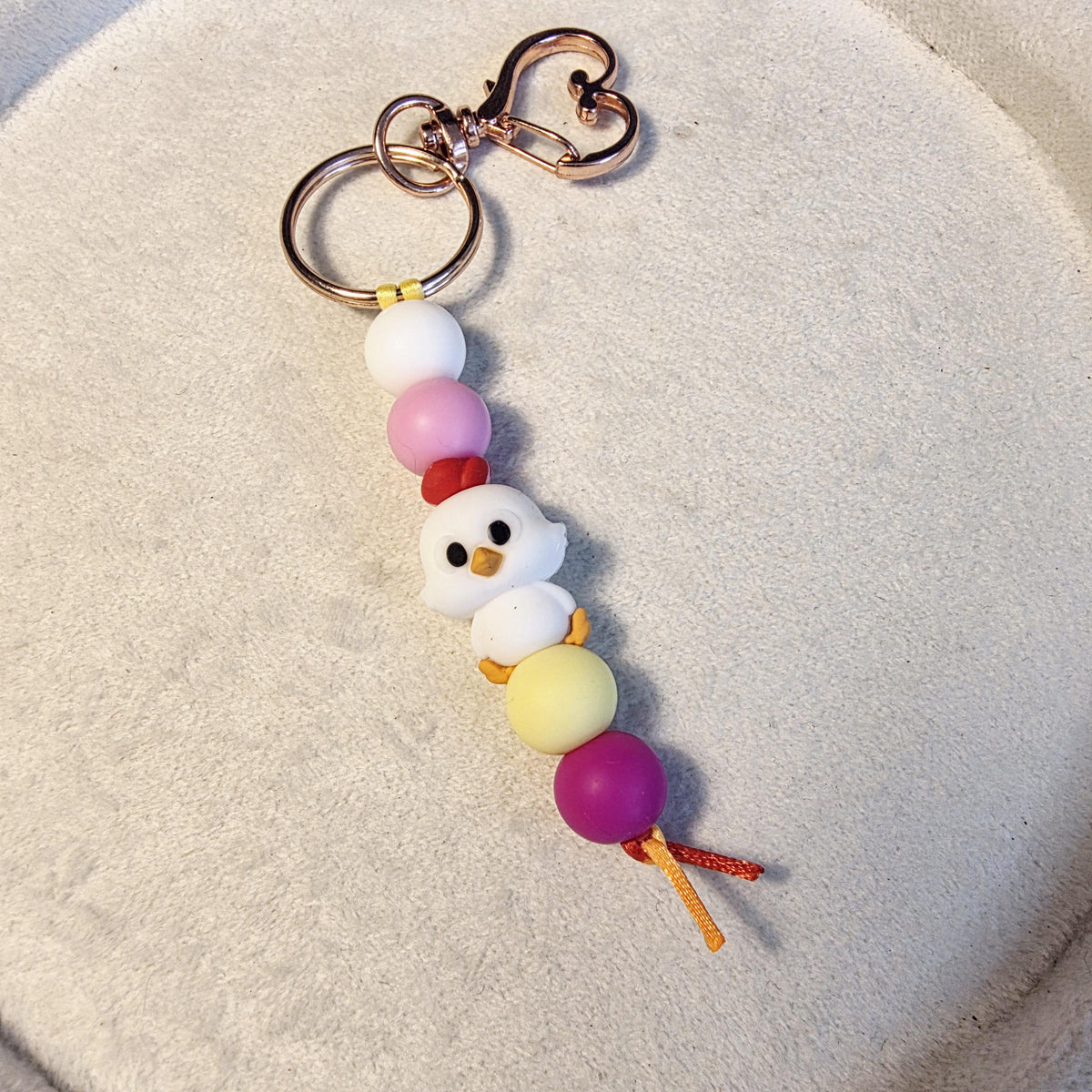 Chick Silicone Keychain | Pastel Beaded Backpack Charm | Animal Keyring