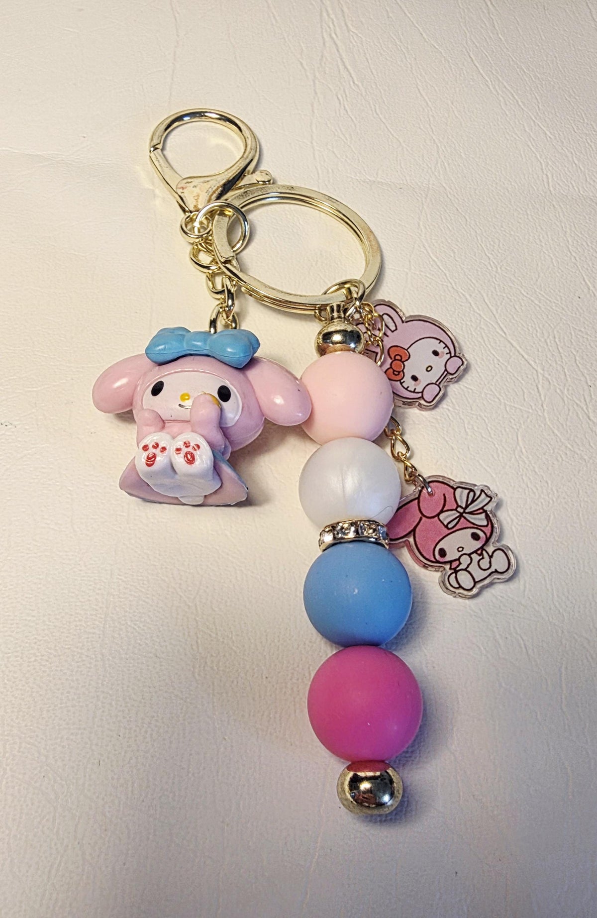 My Melody Inspired Keychain | Kawaii Pink Bunny Charm | Pastel Beaded Bag or Key Accessory | Cute Gift for Kawaii Lovers