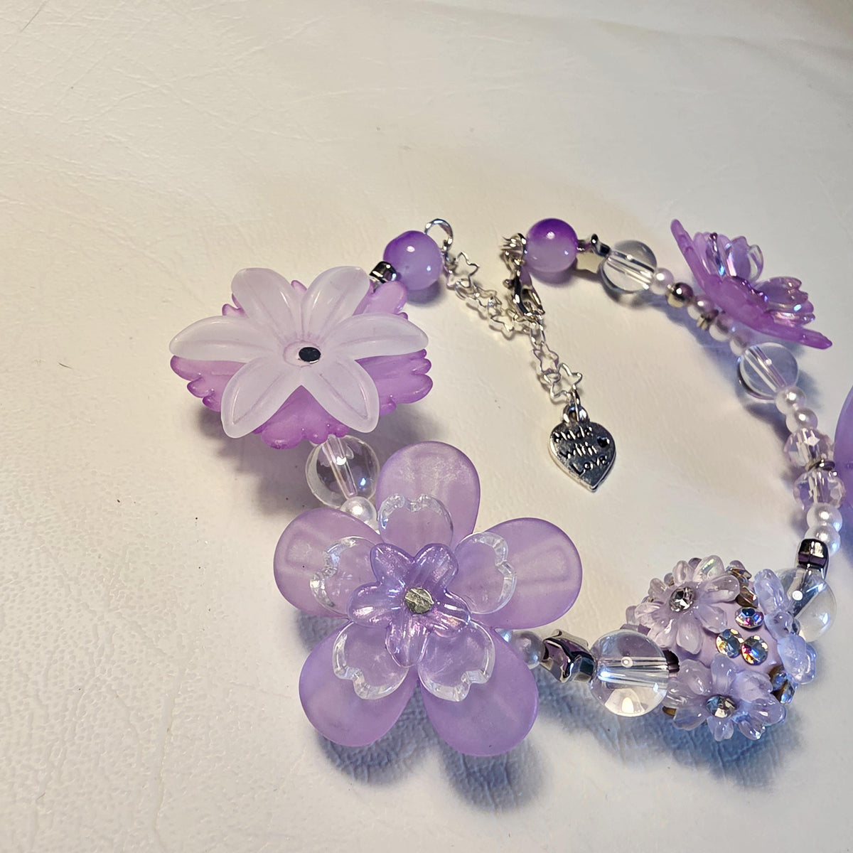 Lavender Bloom Statement Bracelet | Handmade Purple Floral Bracelet | Adjustable One of a Kind Gift