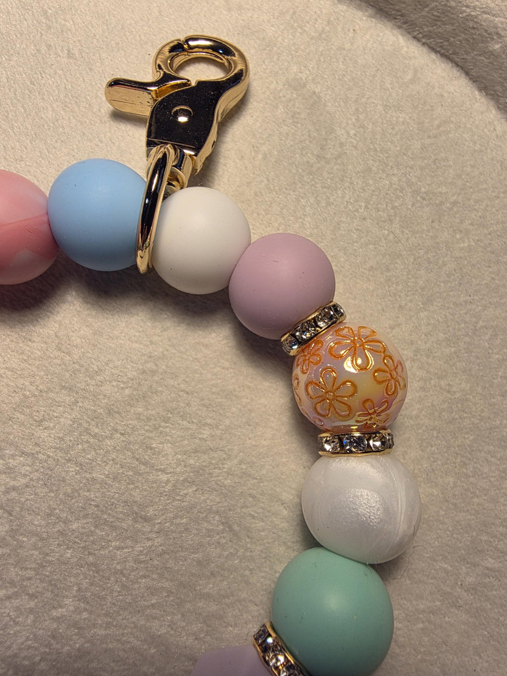 Pastel Bloom Beaded Keychain | Floral Accent Charm | Handmade Gift, Australia