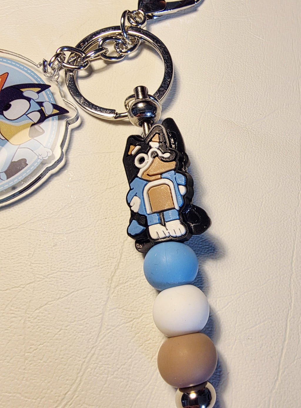 Blue Dog Cartoon Inspired Keychain | One-of-a-Kind Kids Bag Charm | Handmade Beaded Accessory