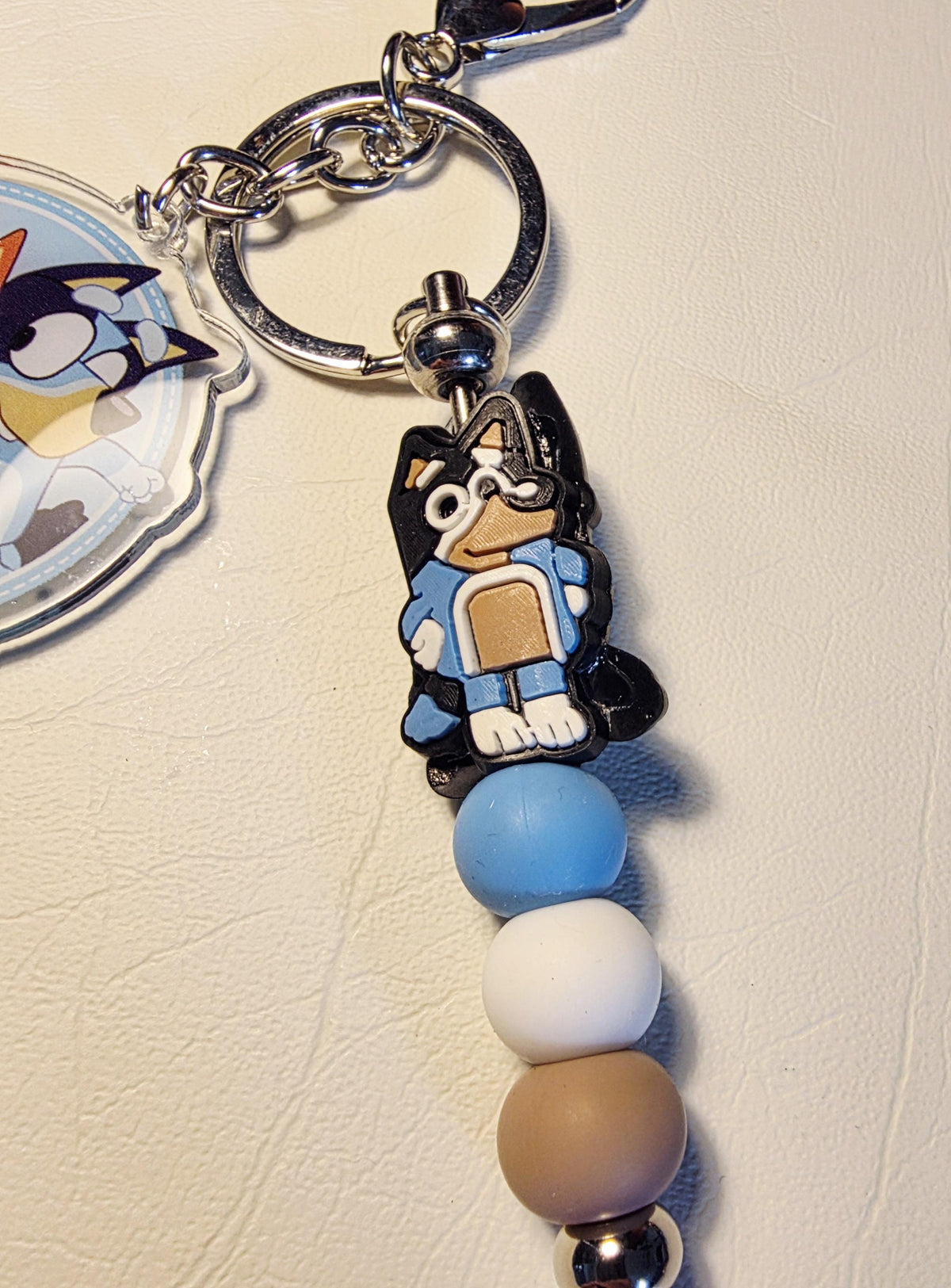 Blue Dog Cartoon Inspired Keychain | One-of-a-Kind Kids Bag Charm | Handmade Beaded Accessory