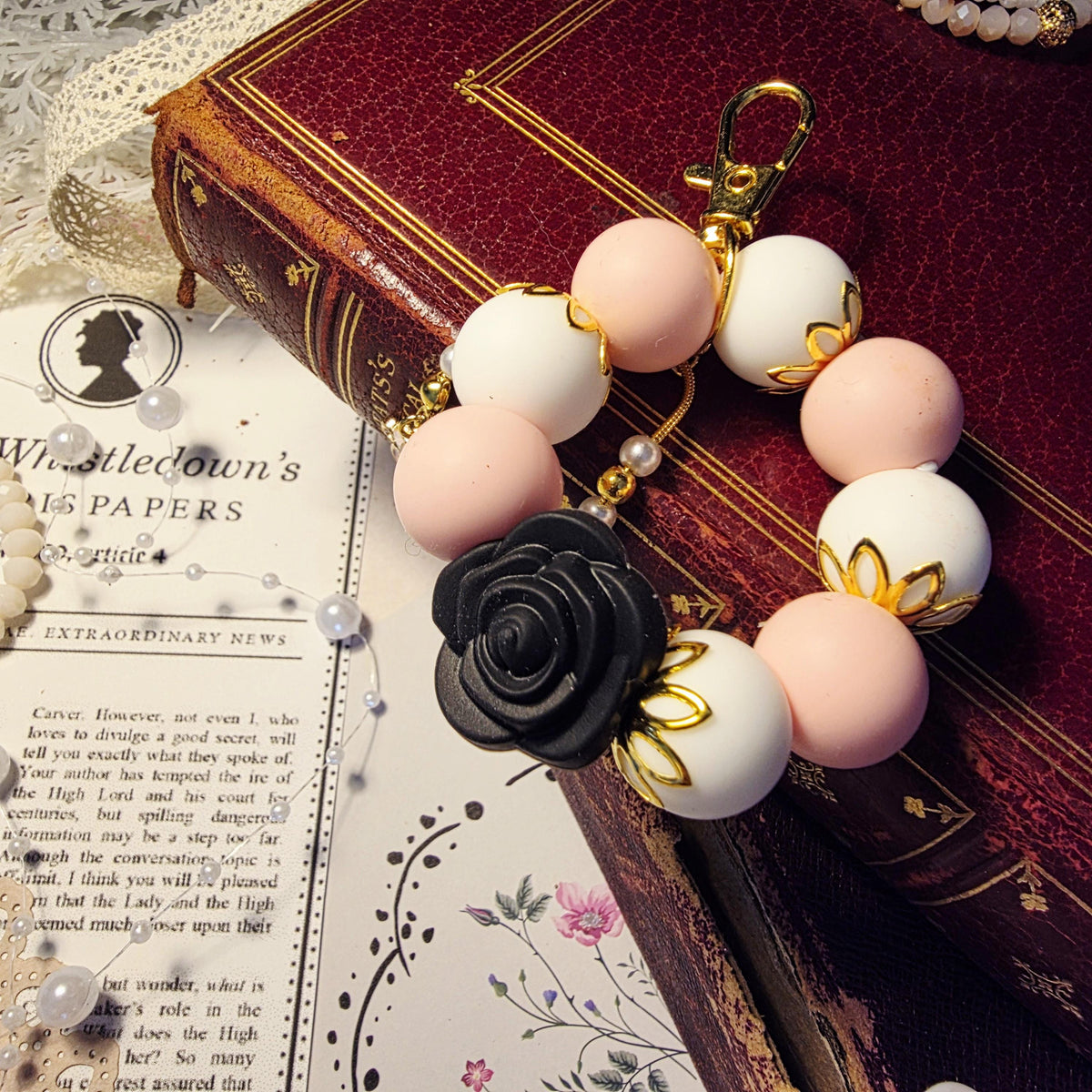 Penelope Bag Charm | Pink Pearl Mini Keychain | Romantic Regency Charm | Bridgerton Inspired Accessory | Handmade Gift