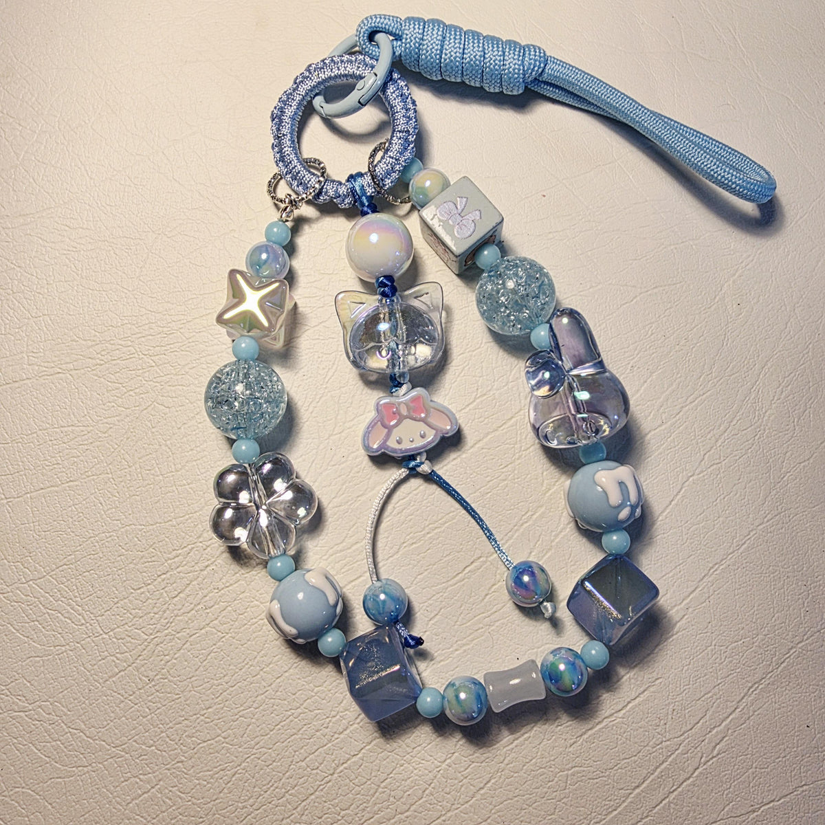Sweet Blue Phone or Bag Charm | Cute Beaded Wrist Strap | Pastel Bag Charm | Handmade in Australia | My Melody