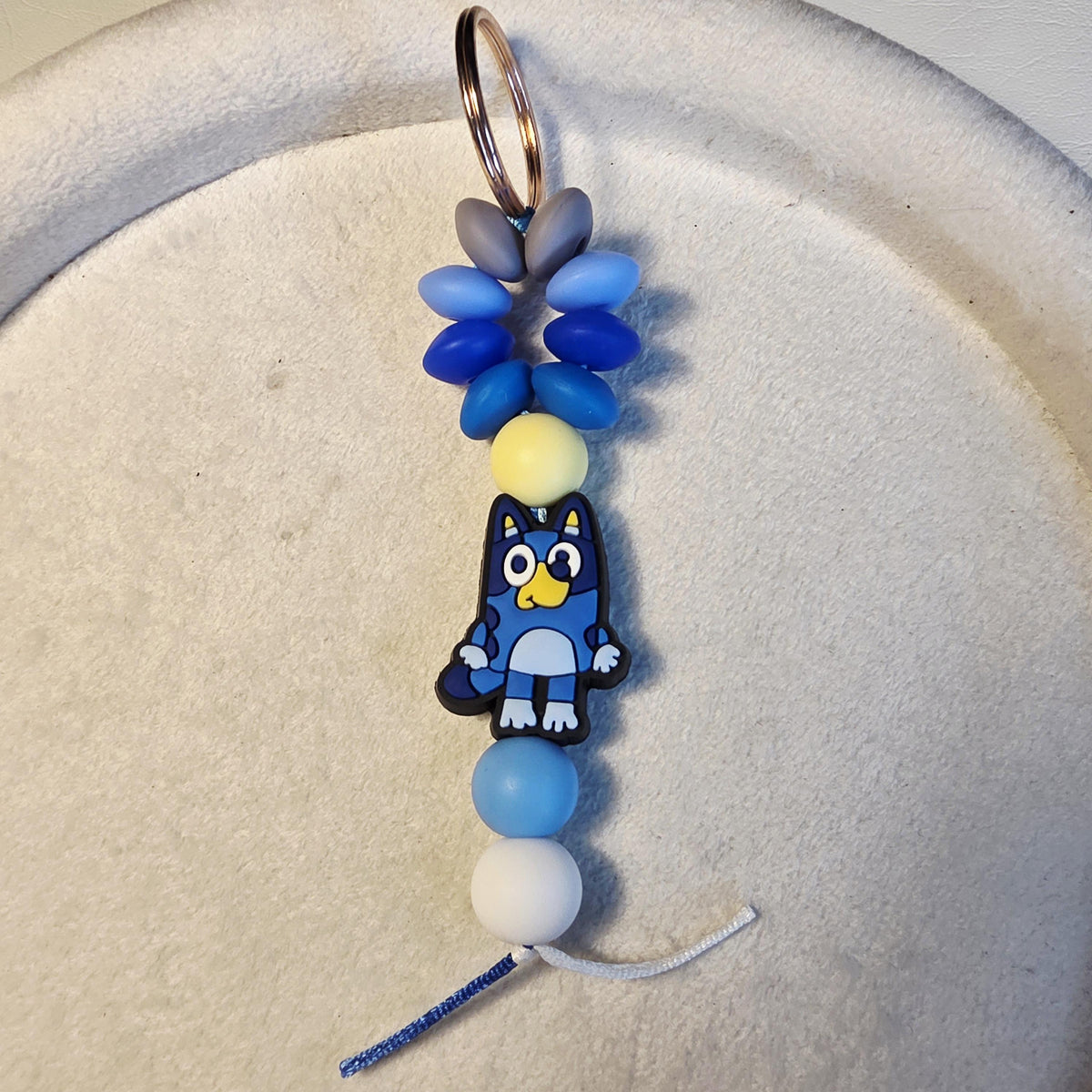 Bluey Inspired Silicone Keychain | Kids Bag Charm | Beaded Backpack Charm | Cute Kids Keyring | School Bag Accessory