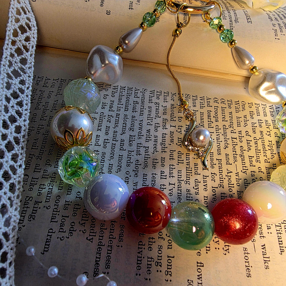 Kate Statement Bag Charm | Emerald Pearl Phone Charm | Regency Inspired Charm | Bridgerton Inspired Accessory | Romantic Gift