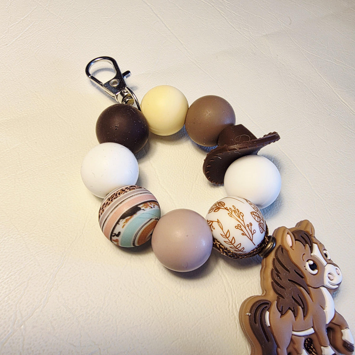 Little Pony Beaded Bag Charm | Neutral Tones | Handmade in Australia | One of a Kind