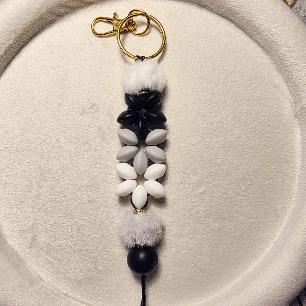 Midnight Snow Bloom Silicone Bead Keychain | Handmade in Australia