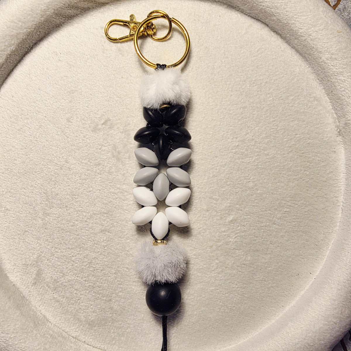Midnight Snow Bloom Silicone Bead Keychain | Handmade in Australia