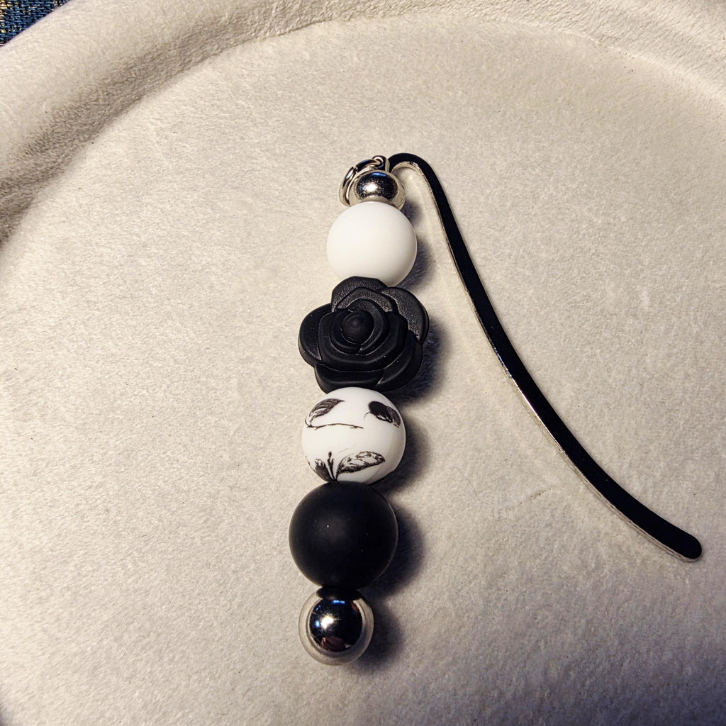 Black & White Rose Bookmark | Minimalist Floral Bookmark | Handmade for Readers