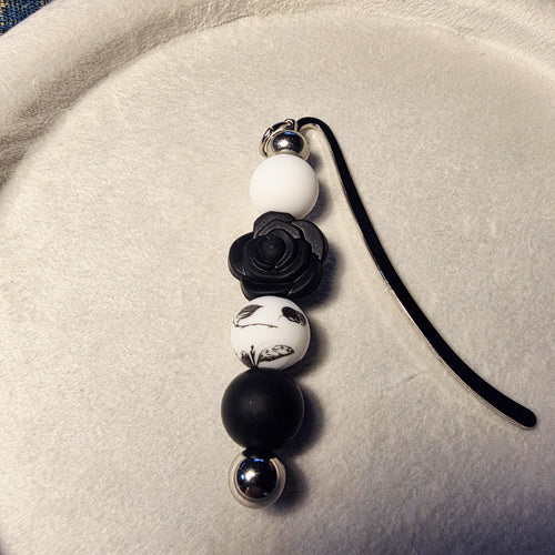 Black & White Rose Bookmark | Minimalist Floral Bookmark | Handmade for Readers