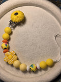 Sunny Daisy Pacifier Clip | Yellow Silicone Dummy Holder