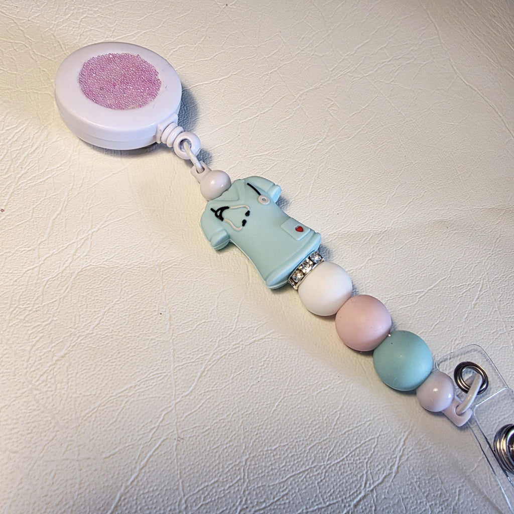 Pastel Nurse Badge Reel | Silicone Bead ID Holder | Retractable Lanyard | Cute Nurse Gift
