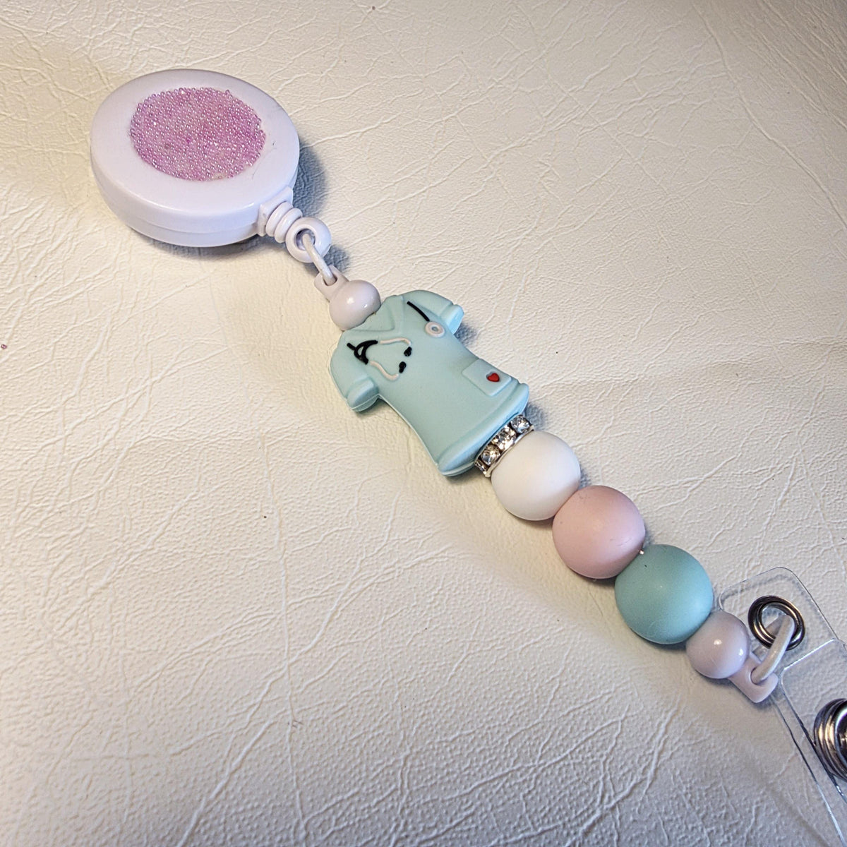 Pastel Nurse Badge Reel | Silicone Bead ID Holder | Retractable Lanyard | Cute Nurse Gift