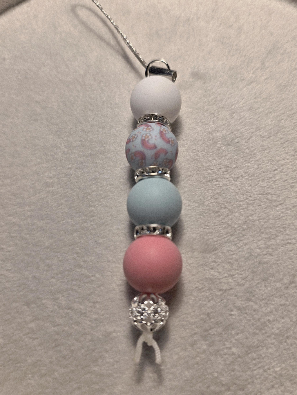 Floral silicone bead key, bag, drink bottle charm