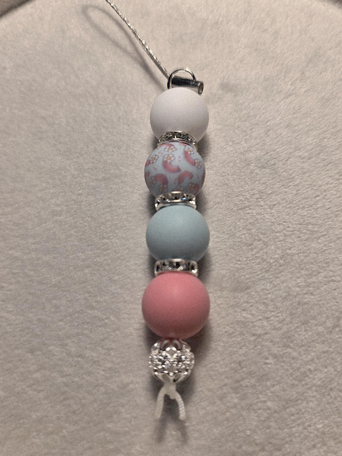 Floral silicone bead key, bag, drink bottle charm
