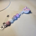 Lavendar Butterfly Badge Reel | Silicone Bead Retractable ID Holder | Handmade