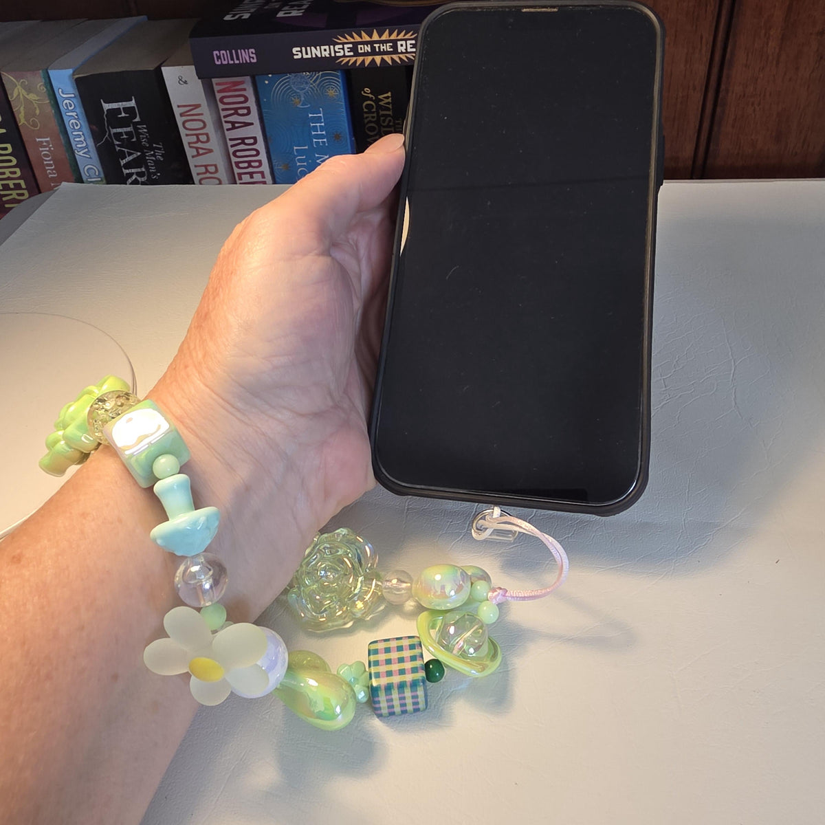Green Garden Phone Charm | Handmade Resin Bead Phone Strap | One of a Kind Bag or Key Charm