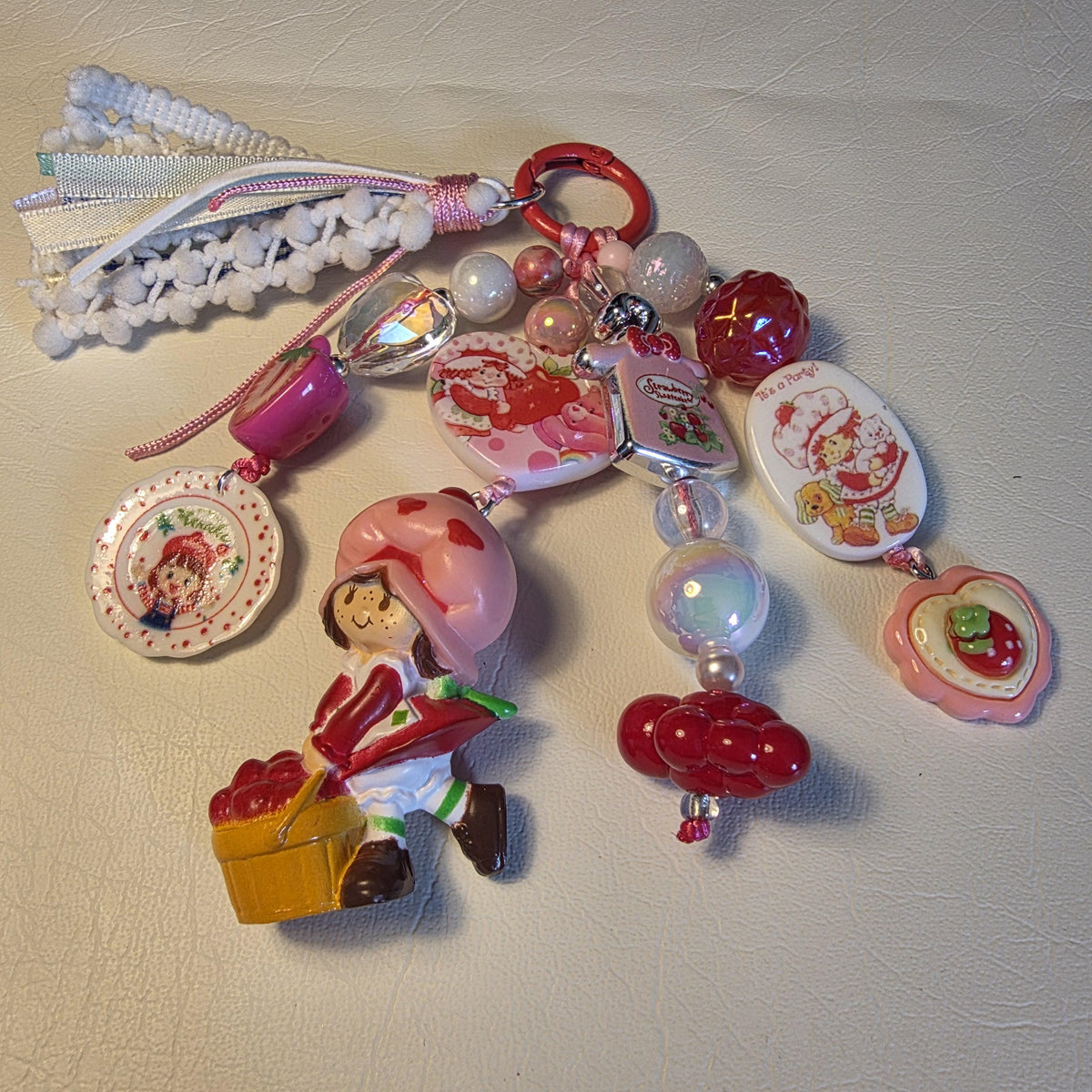 Strawberry Shortcake Picnic Daydream Bag Charm | Handmade Strawberry Keychain