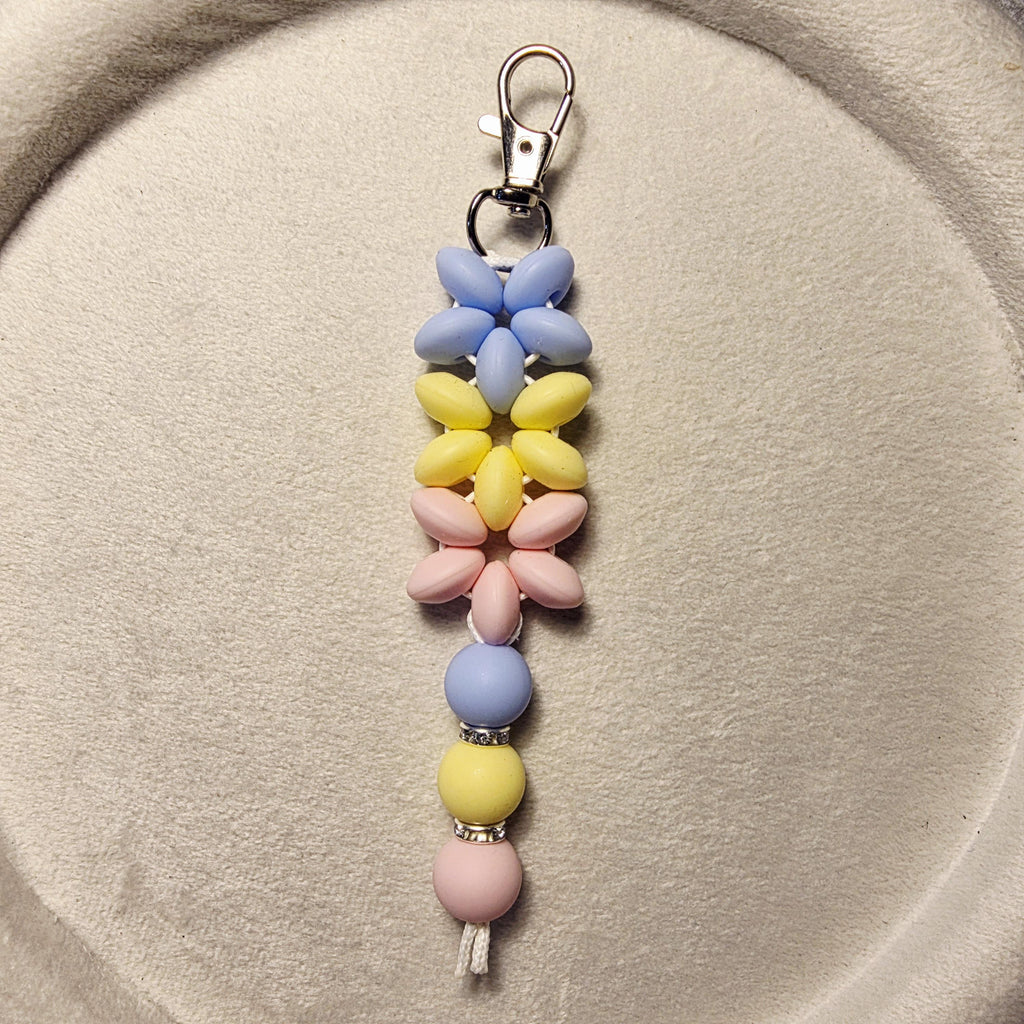 Pastel Flower silicone bead keychain