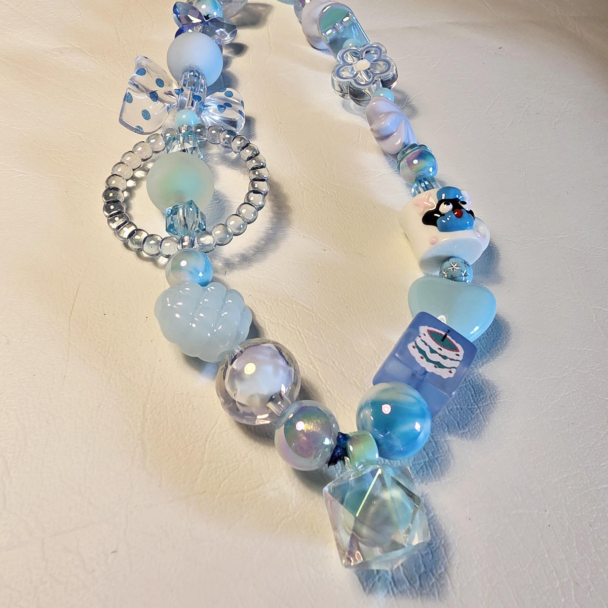 Blue Kawaii Phone Charm | Handmade Beaded Phone Strap | One of a Kind Bag or Key Charm