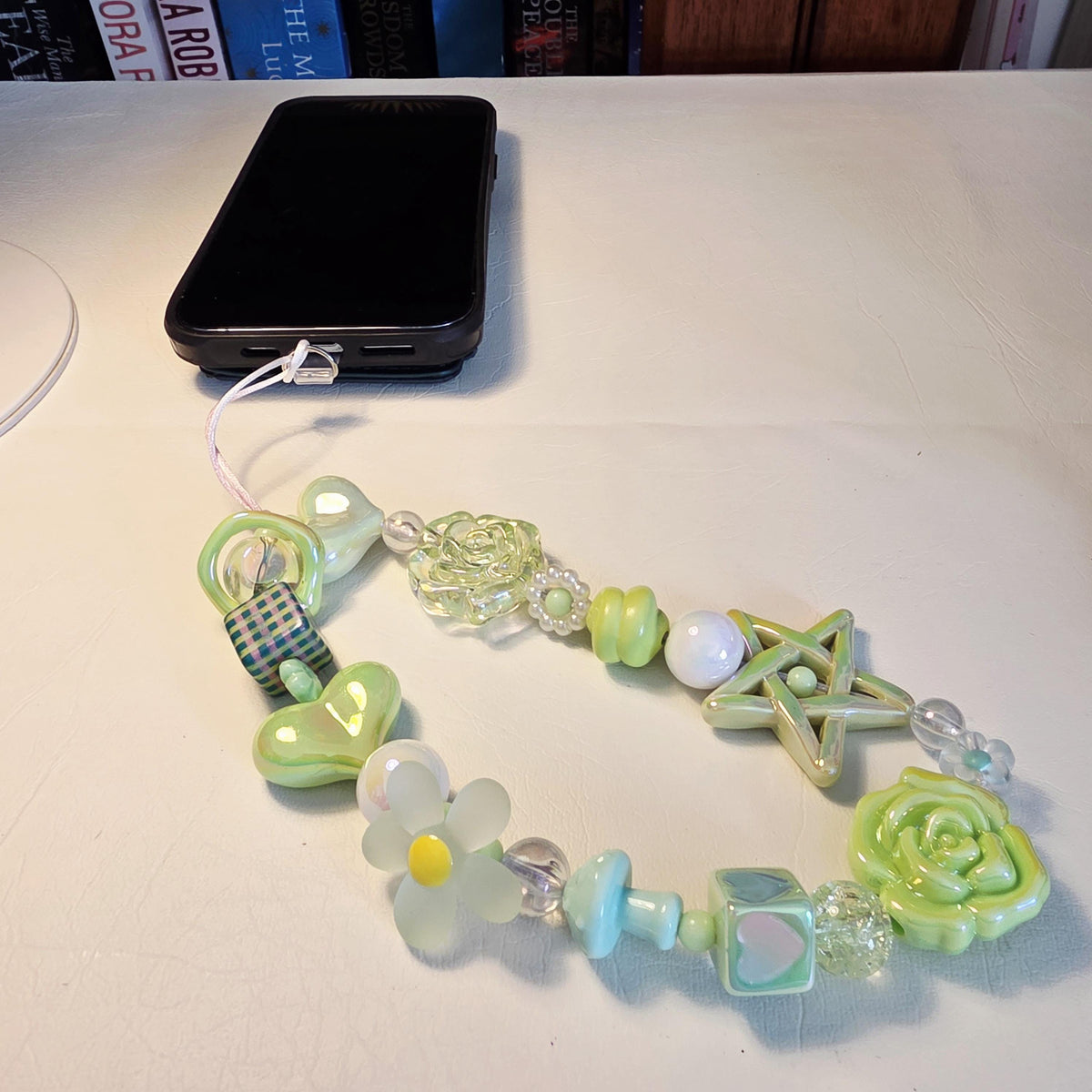 Green Garden Phone Charm | Handmade Resin Bead Phone Strap | One of a Kind Bag or Key Charm