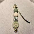 Earthy Beaded Bookmark | Neutral Daisy Charm | Handmade Reading Accessory