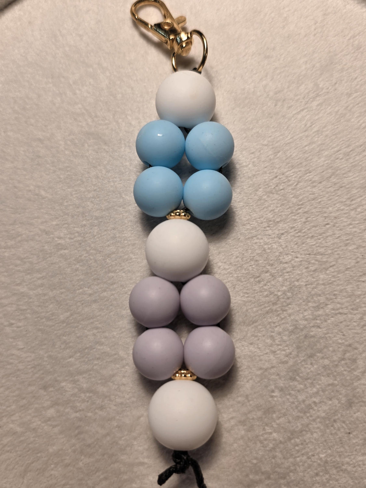 Pastel silicone bead keychain with gold clasp and spacer
