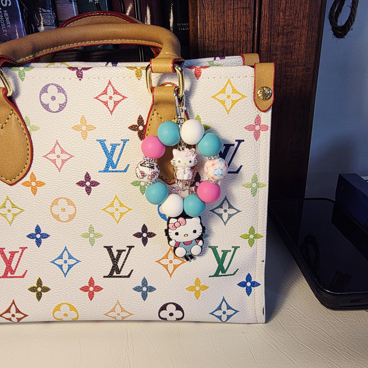 Hello Kitty Beaded Keychain | Cute Backpack Charm | Kawaii Bag Accessory | Handmade Gift for Kids & Teens
