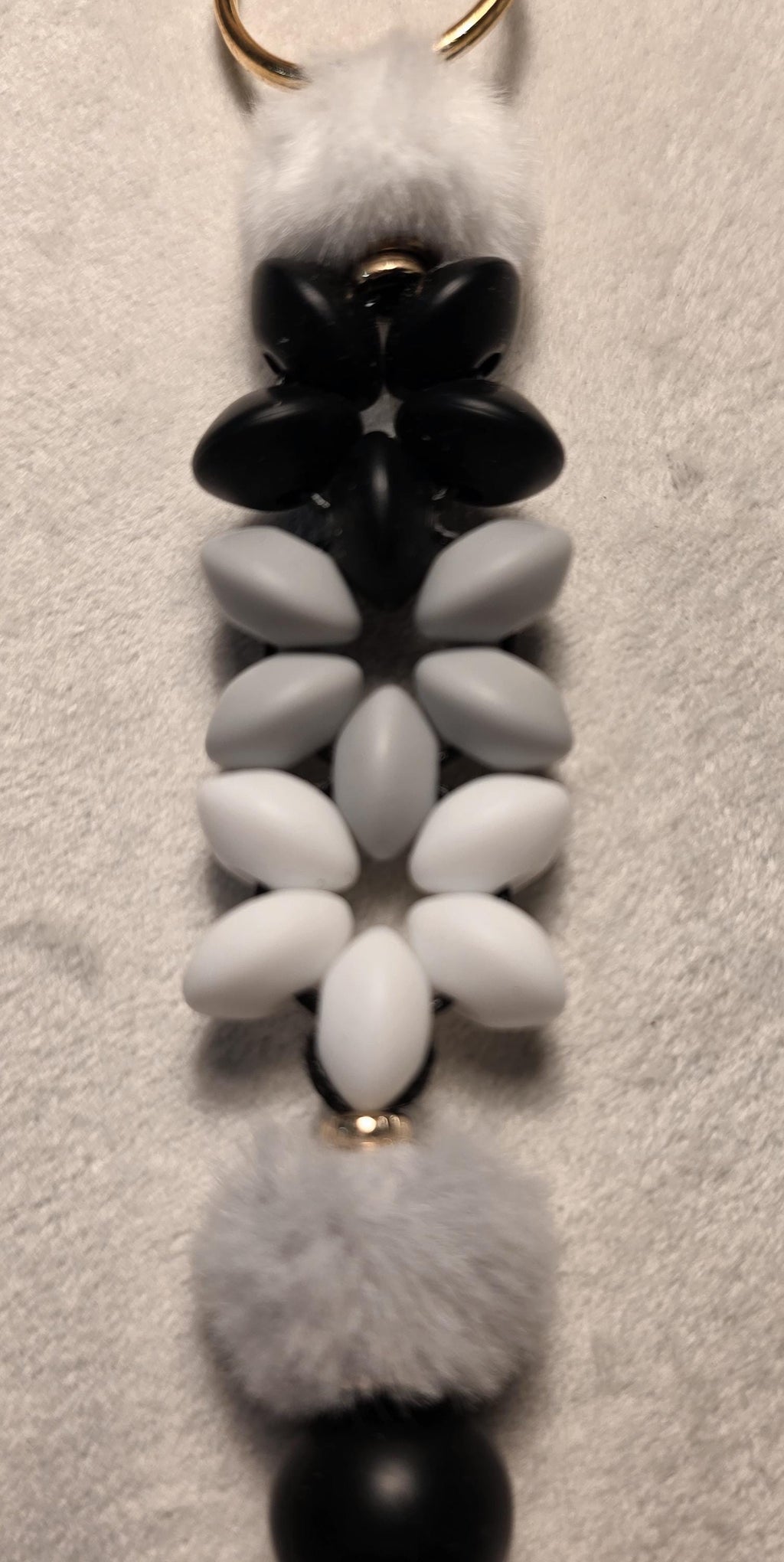 Midnight Snow Bloom Silicone Bead Keychain | Handmade in Australia