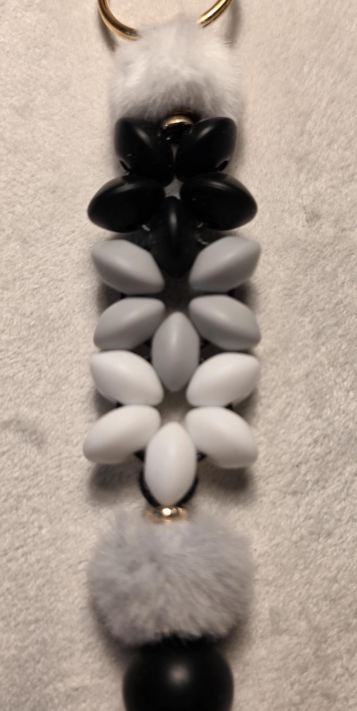 Midnight Snow Bloom Silicone Bead Keychain | Handmade in Australia