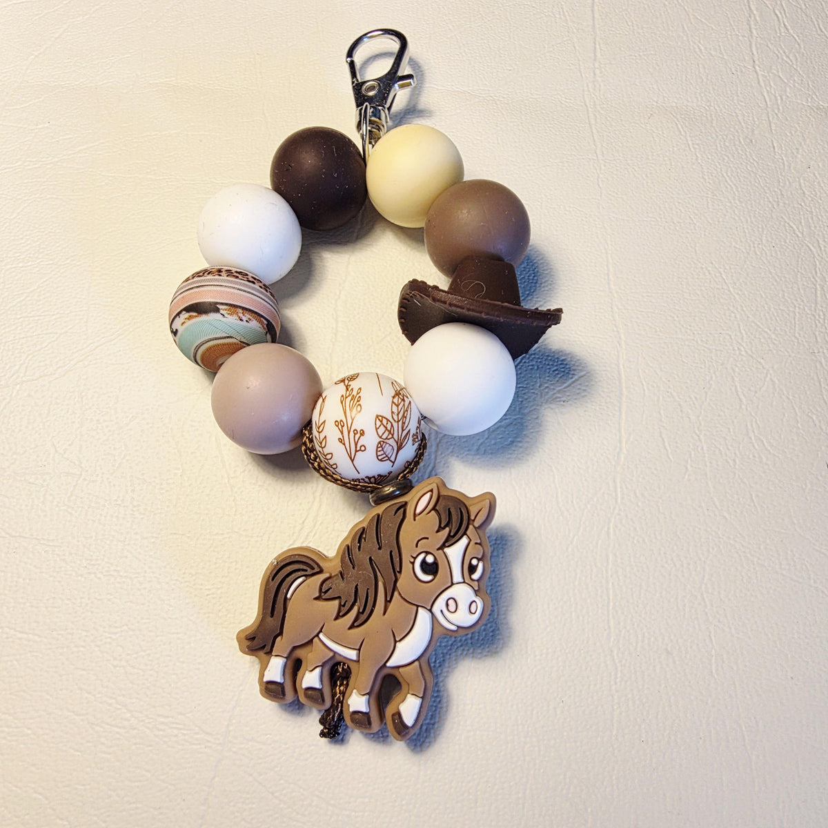 Little Pony Beaded Bag Charm | Neutral Tones | Handmade in Australia | One of a Kind