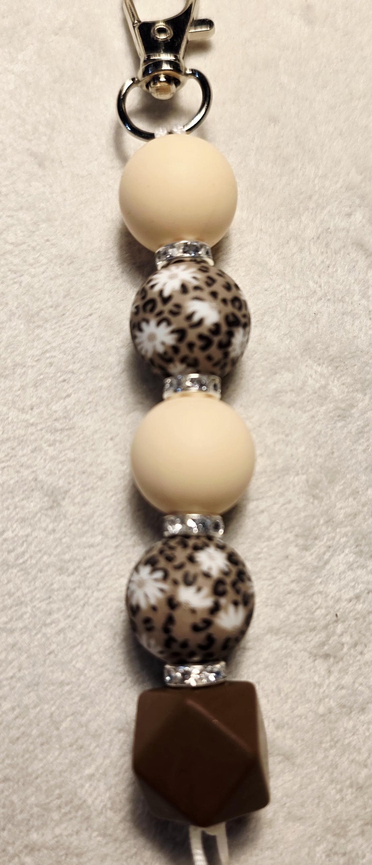Mocha Floral Silicone Bead Keychain | Handmade in Australia