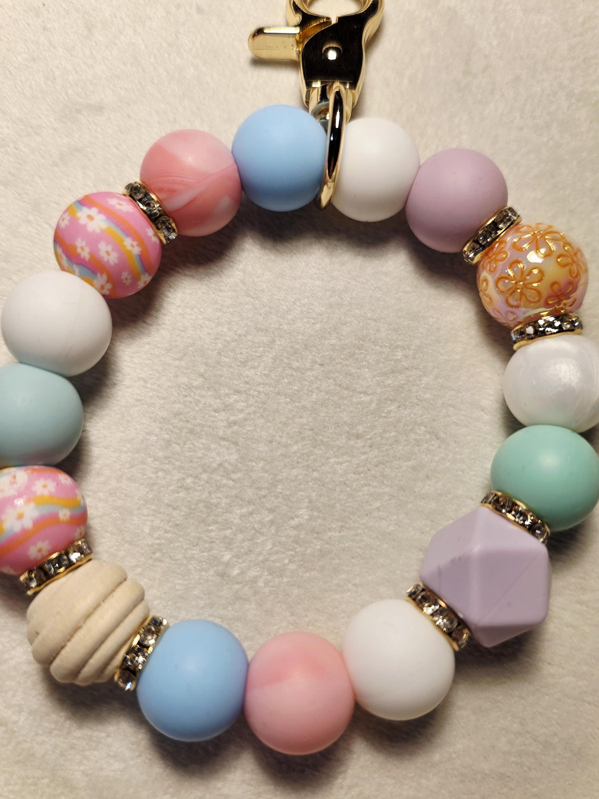 Pastel Bloom Beaded Keychain | Floral Accent Charm | Handmade Gift, Australia