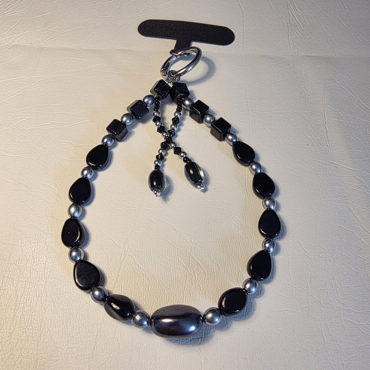Monochrome Bow Phone Strap & Keychain Set | One of a Kind Handmade Accessory Pair