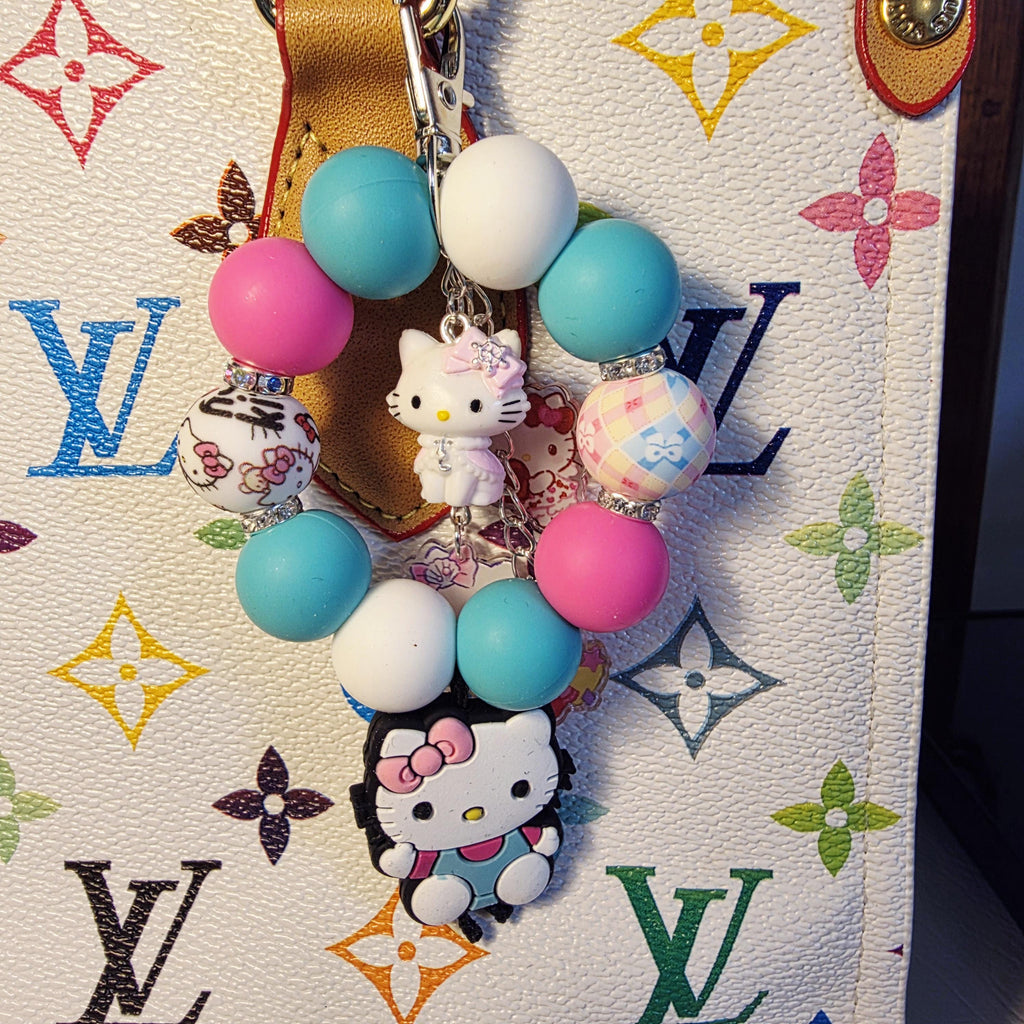 Hello Kitty Beaded Keychain | Cute Backpack Charm | Kawaii Bag Accessory | Handmade Gift for Kids & Teens