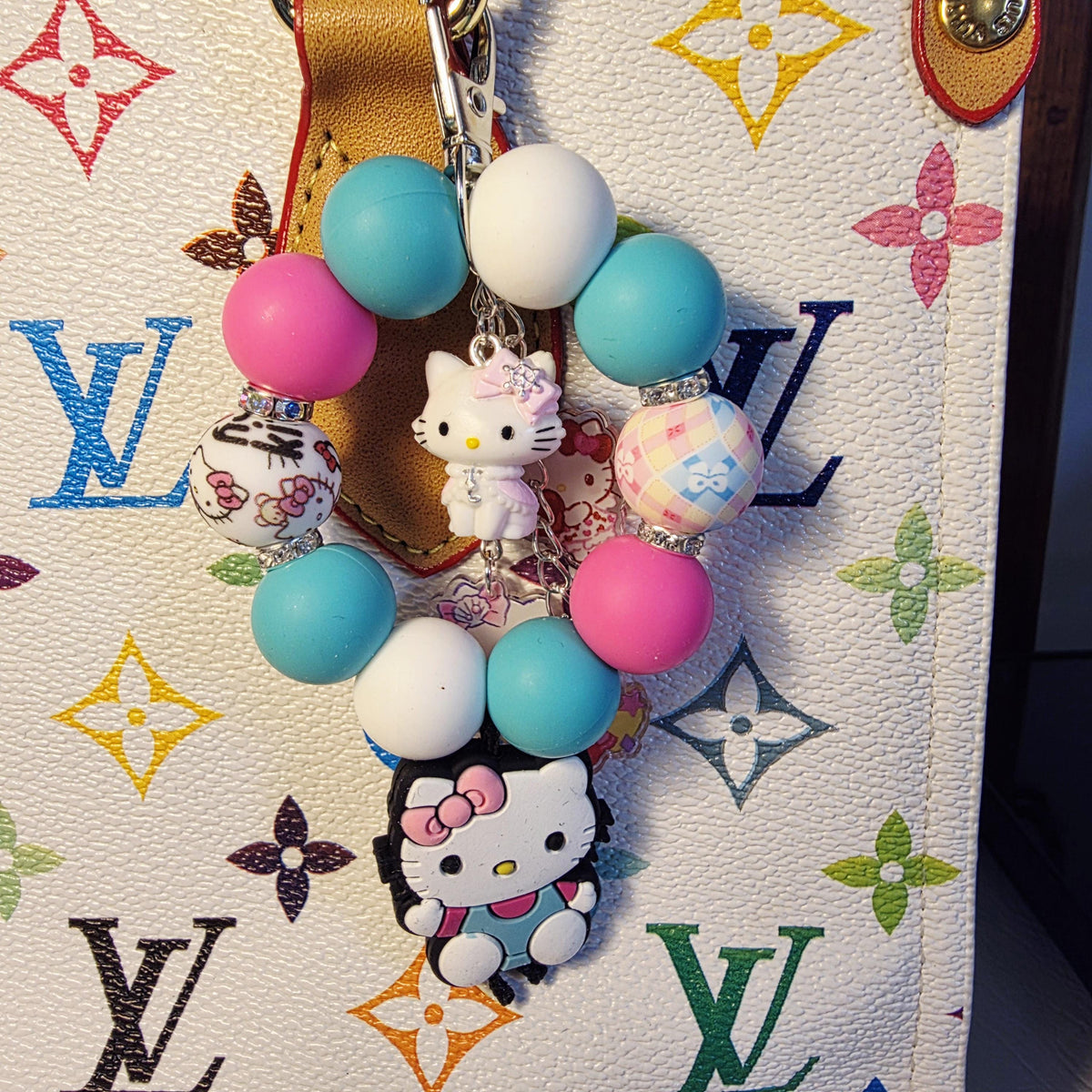 Hello Kitty Beaded Keychain | Cute Backpack Charm | Kawaii Bag Accessory | Handmade Gift for Kids & Teens