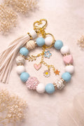 Blue Meadow Beaded Charm | Floral Keychain & Bag Charm