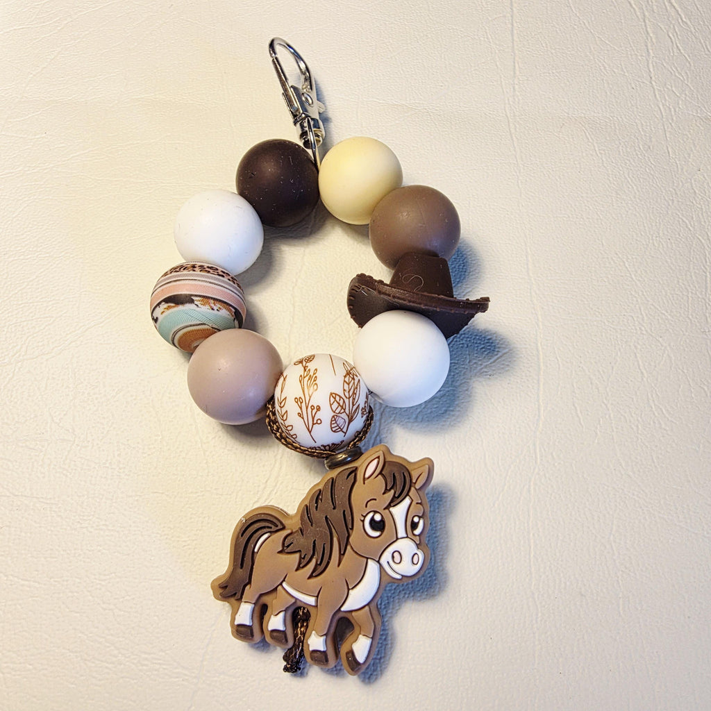 Little Pony Beaded Bag Charm | Neutral Tones | Handmade in Australia | One of a Kind