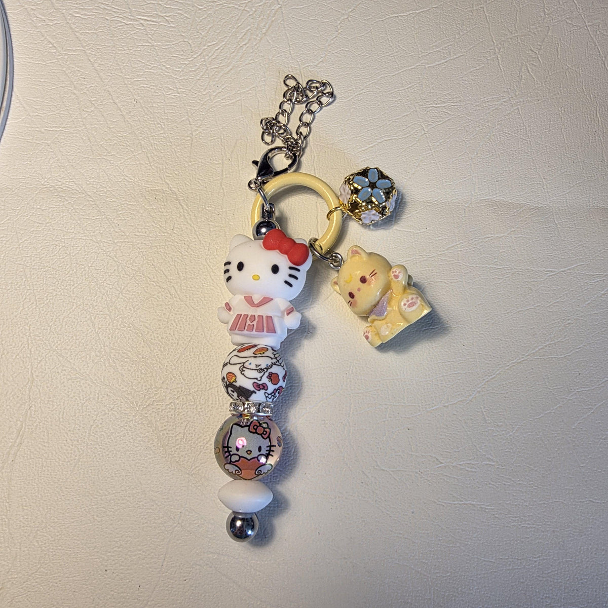 Hello Kitty Kawaii Keychain | Cute Acrylic Bag Charm | Handmade Pastel Charm | One of a Kind
