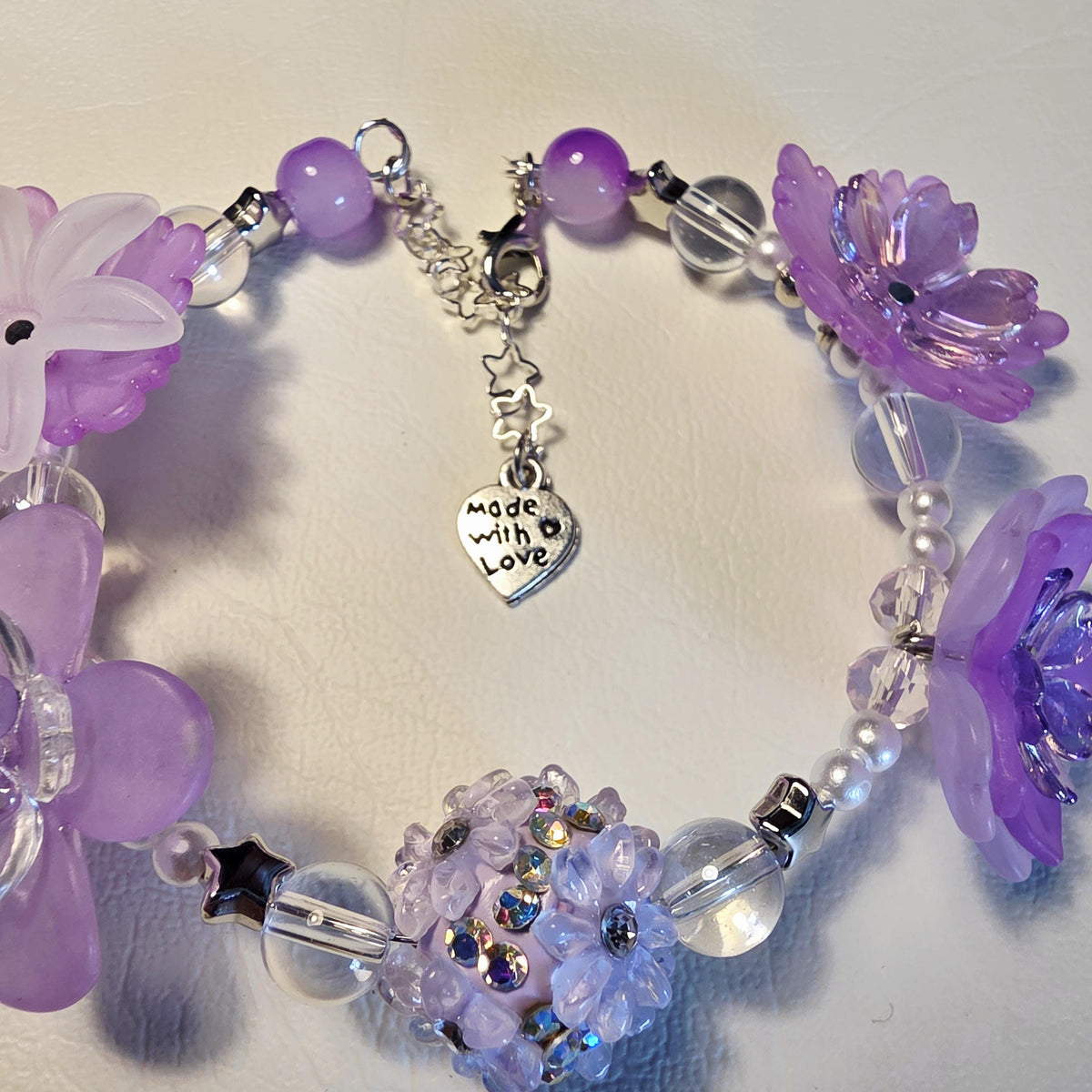 Lavender Bloom Statement Bracelet | Handmade Purple Floral Bracelet | Adjustable One of a Kind Gift