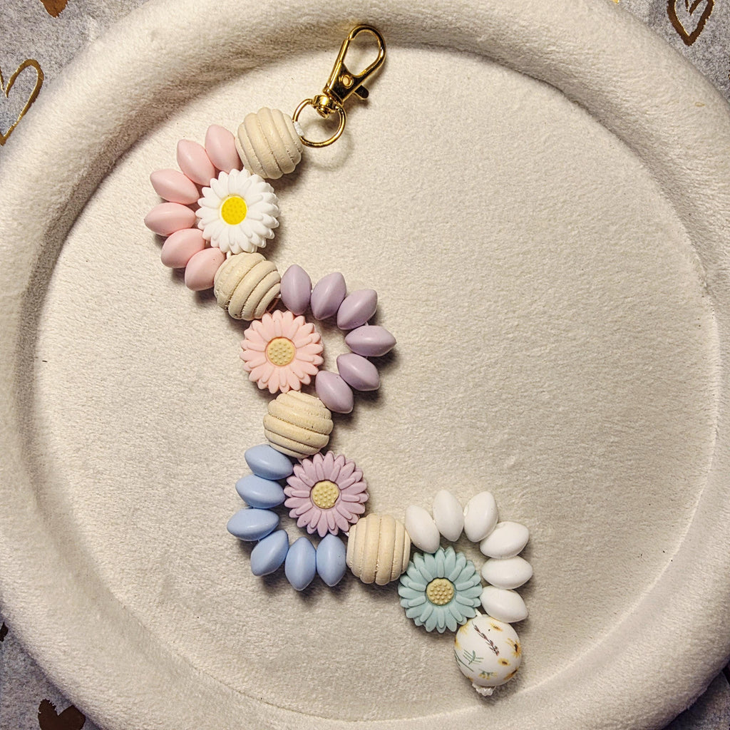 Pastel Daisy Garland Silicone Bead Keychain | Handmade in Australia