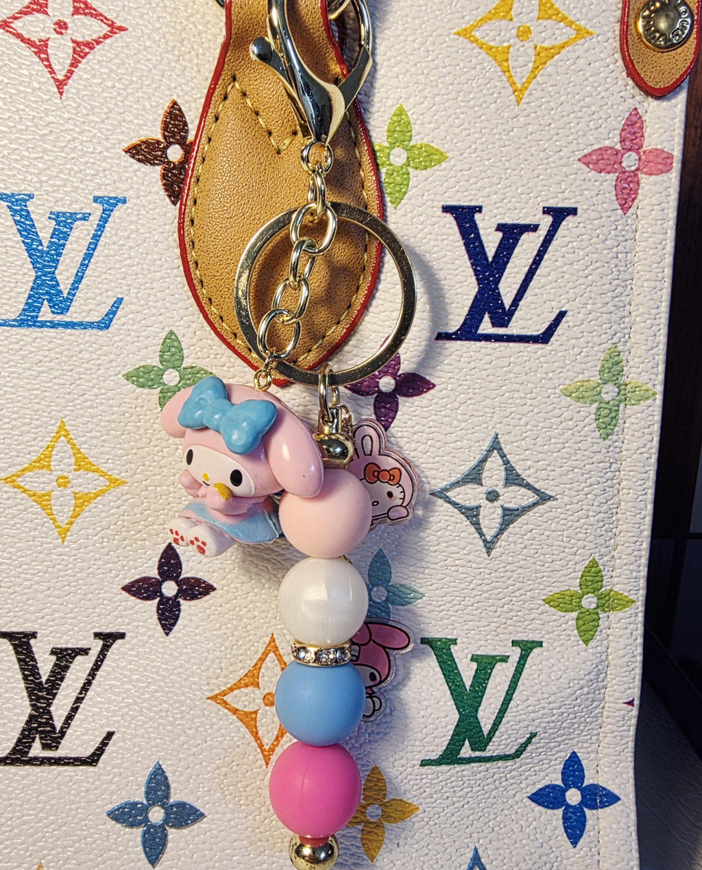 My Melody Inspired Keychain | Kawaii Pink Bunny Charm | Pastel Beaded Bag or Key Accessory | Cute Gift for Kawaii Lovers