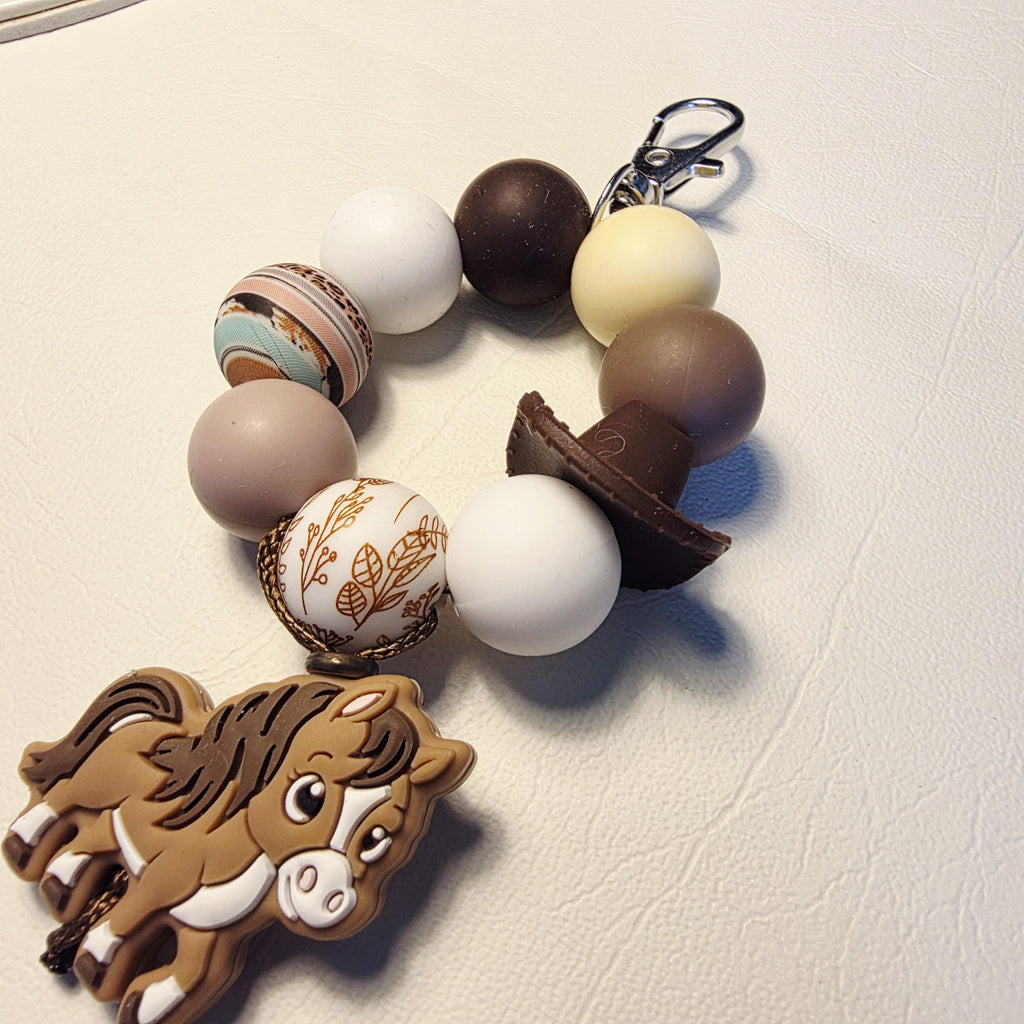 Little Pony Beaded Bag Charm | Neutral Tones | Handmade in Australia | One of a Kind