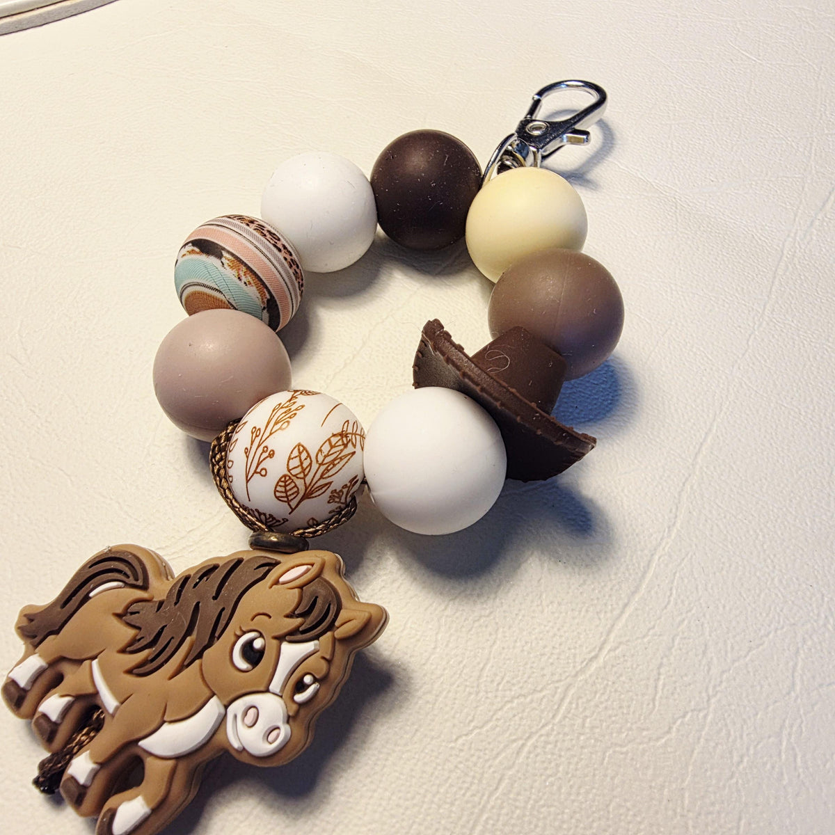 Little Pony Beaded Bag Charm | Neutral Tones | Handmade in Australia | One of a Kind