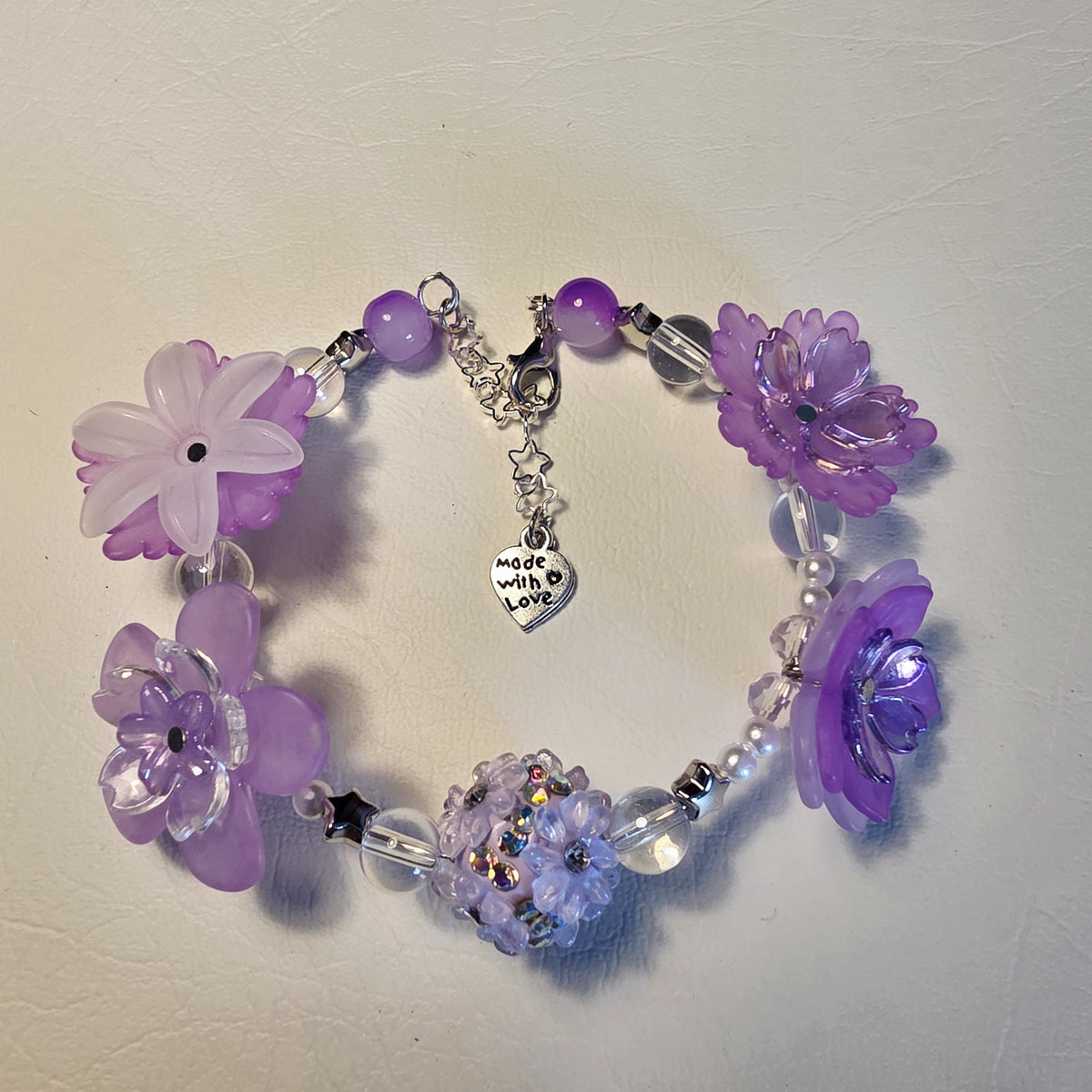 Lavender Bloom Statement Bracelet | Handmade Purple Floral Bracelet | Adjustable One of a Kind Gift